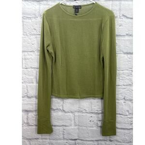 PRETTYLITTLETHING Celery Ribbed Blouse Size 12